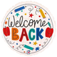 An 18 inch Welcome Back Doodles Foil Balloon, manufactured by Betallic.
