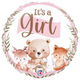 An 18 inch It's A Girl Woodland Foil Balloon, manufactured by Betallic.