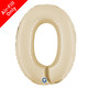 A 14 inch Cream Number 0 Satin Foil Balloon, manufactured by Grabo.