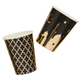 A set of 8 Umrah Mubarak Gold Star Paper Cups, manufactured by Hootyballoo.