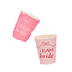 A set of 8 Pink Team Bride Paper Cups, manufactured by Hootyballoo.