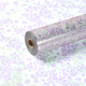 A roll of Soft Green & Lilac Flower Confetti Print Clear Film, measuring approx. 80cm x 80m.