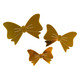 A pack of 12 metallic gold 3D bow adhesive decorations, manufactured by Oaktree.
