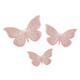 A pack of 12 light pink 3D butterfly adhesive decorations, manufactured by Oaktree.