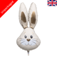 A 35 inch ivory gold cute rabbit head foil balloon, manufactured by Oaktree.