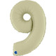 A 26 inch Olive Green Number 9 Satin Foil Balloon, manufactured by Grabo.
