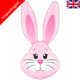 A 35 inch light pink cute rabbit head foil balloon, manufactured by Oaktree.