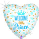 A heart-shaped 18 inch Welcome Little Prince Foil Balloon, manufactured by Betallic.