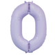 A 34 inch Matte Lilac Number 0 Foil Balloon, manufactured by Sensations.
