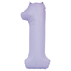 A 34 inch Matte Lilac Number 1 Foil Balloon, manufactured by Sensations.