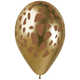 A pack of 25 13 inch Giraffe Print Shiny Gold Latex Balloons, manufactured by Gemar.