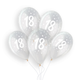 A pack of 25 13 inch Age 18 Crystal Clear Latex Balloons, manufactured by Gemar.