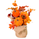 An Autumn Harvest Pumpkin Hessian Arrangement, measuring approx. 28cm.