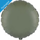An 18 inch Matte Olive Green Round Foil Balloon.