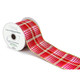 A Red and Metallic Gold Tartan Wired Edge Ribbon, measuring approx. 63mm x 9.1m.
