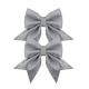 A pack of 2 13cm Silver Luxe Bows.