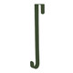 A green metal wreath hanger.