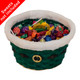 A Santa Suit Green Christmas Hamper Basket.