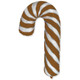 A White & Chocolate Striped Candy Cane Foil Balloon.