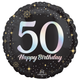 An 18 inch Sparkling 50th Birthday Foil Balloon, manufactured by Anagram.