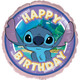 An 18 inch Stitch happy birthday foil balloon, manufactured by Folat.
