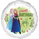 An 18 inch Frozen Anna and Elsa happy birthday foil balloon, manufactured by Folat.