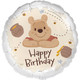 An 18 inch Winnie the Pooh hunny happy birthday foil balloon, manufactured by Folat.