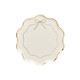 A pack of 8 White & Gold Wavy Edge Bow Paper Plates.