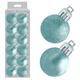A set of 12 3cm Ice Blue Assorted Baubles.
