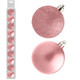 A set of 10 6cm blush pink assorted baubles.