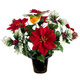 A 32cm Winter Red Poinsettia & Robin Grave Pot.