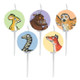 A pack of 5 The Gruffalo character candles, manufactured by Anniversary House.