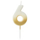 A 6.2cm Gold Ombre Number 6 Candle, manufactured by Hootyballoo.