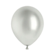 A pack of 50 5" Glossy Silver Latex Balloons, manufactured by PartyDeco.