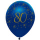 12 inch 80th Birthday Navy & Gold Latex Balloons (6)