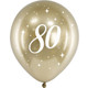12 inch Age 80 Gold Gloss Latex Balloons (6)