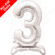 30 inch Unique Silver Number 3 Standing Foil Balloon (1)