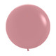 A rosewood pink balloon with a 24 inch diameter, manufactured by Sempertex.