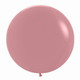 A rosewood pink balloon with a 24 inch diameter, manufactured by Sempertex.