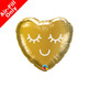 9 inch Eyelashes Gold Heart Foil Balloon (1) - UNPACKAGED