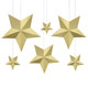 Gold Stars Hanging Decorations Kit (6)