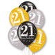 11 inch 21st Birthday Black, Gold & Silver Latex Balloons (6)