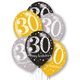 11 inch 30th Birthday Black, Gold & Silver Latex Balloons (6)