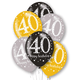 11 inch 40th Birthday Black, Gold & Silver Latex Balloons (6)