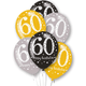 11 inch 60th Birthday Black, Gold & Silver Latex Balloons (6)