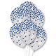 11 inch Blue Confetti Print Clear Latex Balloons (6)