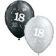 11" 18-A-Round Onyx Black & Silver Latex Balloons (25)