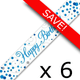 Pack of 6 Birthday White & Blue Fizz Banners - 2.7m (6)