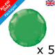 9" Green Round Foil Balloons (5) - PACKAGED