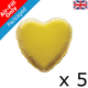 9" Gold Heart Foil Balloons (5) - PACKAGED